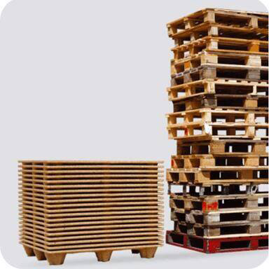 Large scale warehouse storage | Pallets of flooring ready for shipment | Durable presswood pallet application