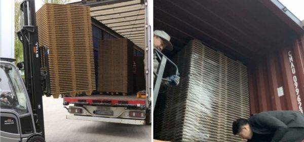 Logistics loading bay | Stacking pallets into truck container | Efficient cargo handling for international export