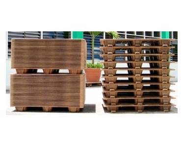Nestable pallet design | Stacked and nested presswood pallets | Space-saving packaging solution for exporters