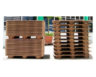 Top-view on white background of pressed wood pallet ID-3024 | Standard universal size fits all logistics systems