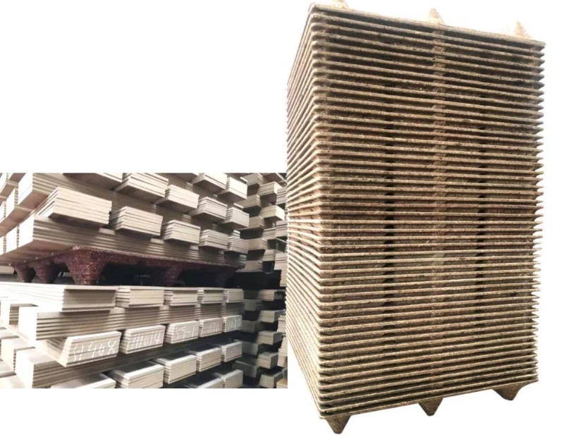 Side view of pressed wood pallet ID-3215 | High load capacity for industrial warehouse use