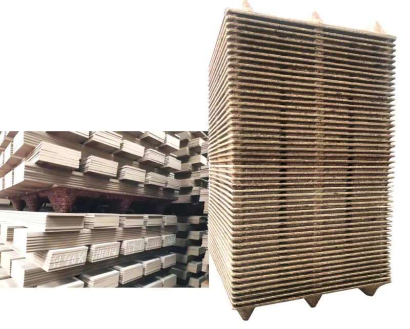 Side view of pressed wood pallet ID-3215 | High load capacity for industrial warehouse use