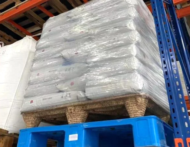 Side view of pressed wood pallet ID-3266 | High load capacity for industrial warehouse use