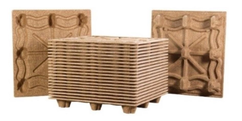 Side view of pressed wood pallet ID-3254 | High load capacity for industrial warehouse use