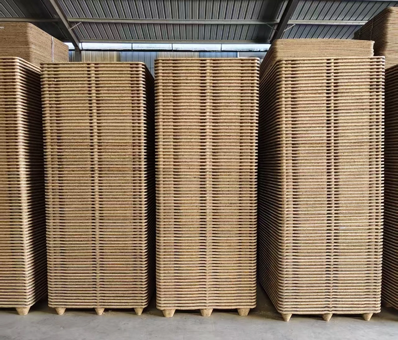High-quality industrial photography of a molded wood pallet for B2B logistics