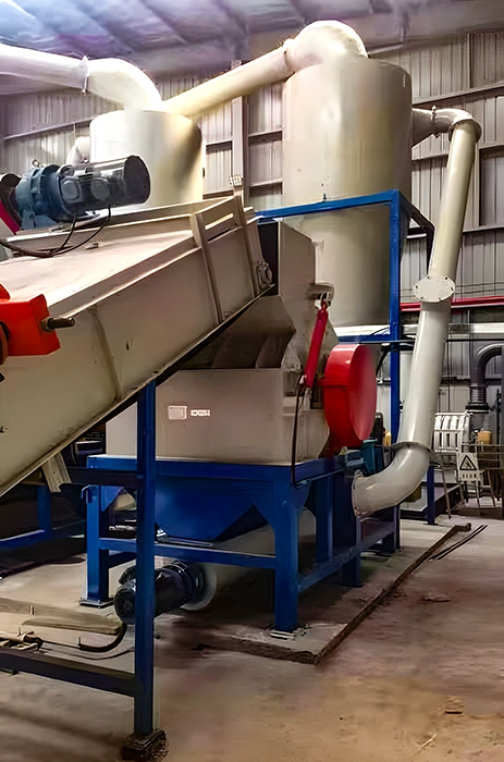 Industrial powder handling system with hopper, enclosed conveyor, rotary valve assembly, and dust collection ducting